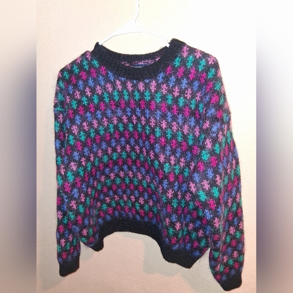 Vintage Best American Clothing Co Colorful 80s Wool Blend Sweater L